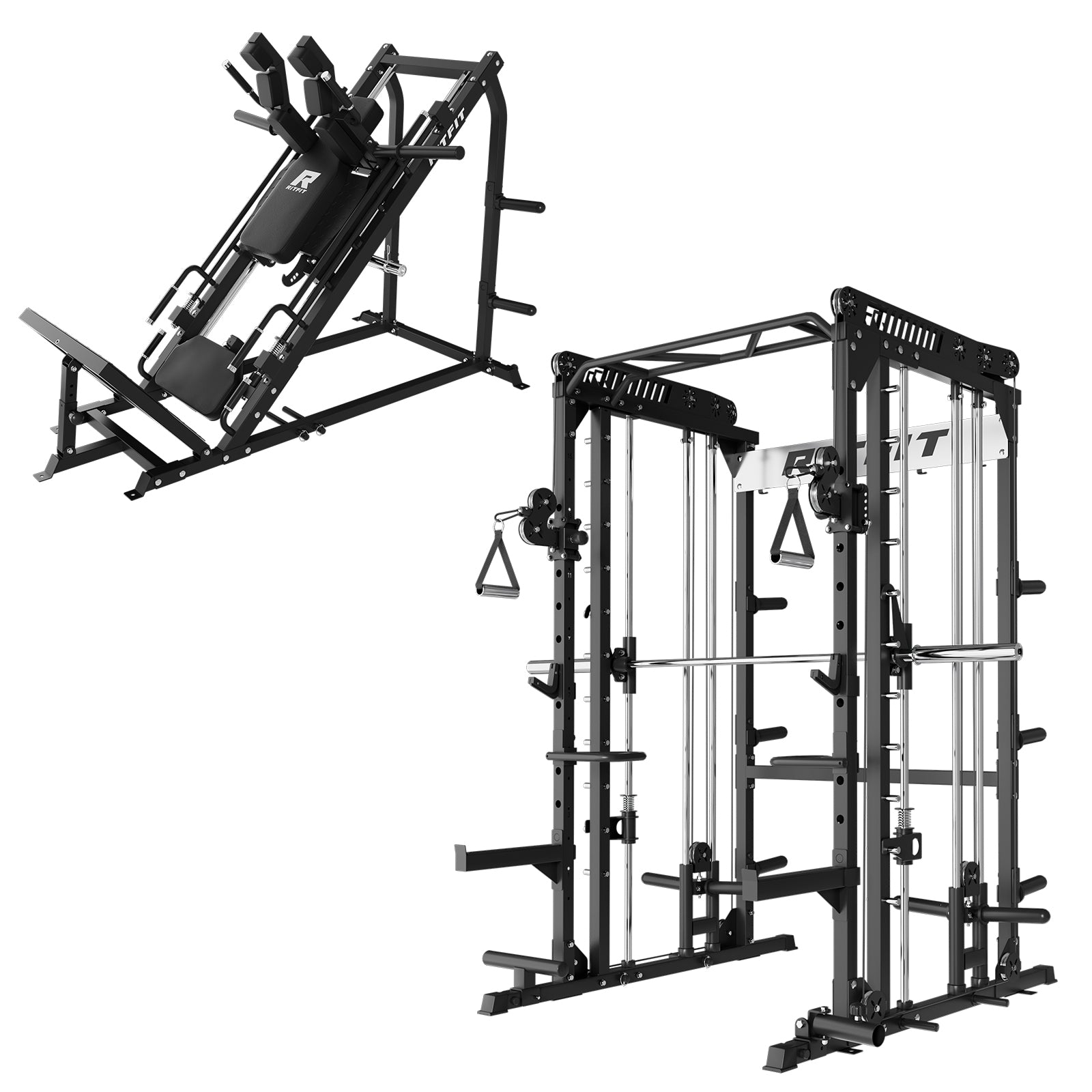 RitFit Smith Maschine und Beinpresse Home Gym Set aus schwarzem Metall