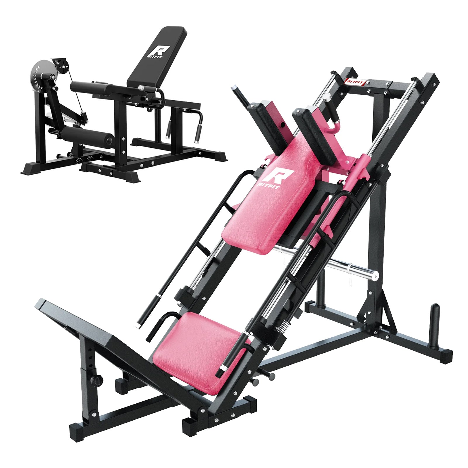 RitFit All-in-One Unterkörper Set Beinpresse und Beinbeuger mit rosa Polstern