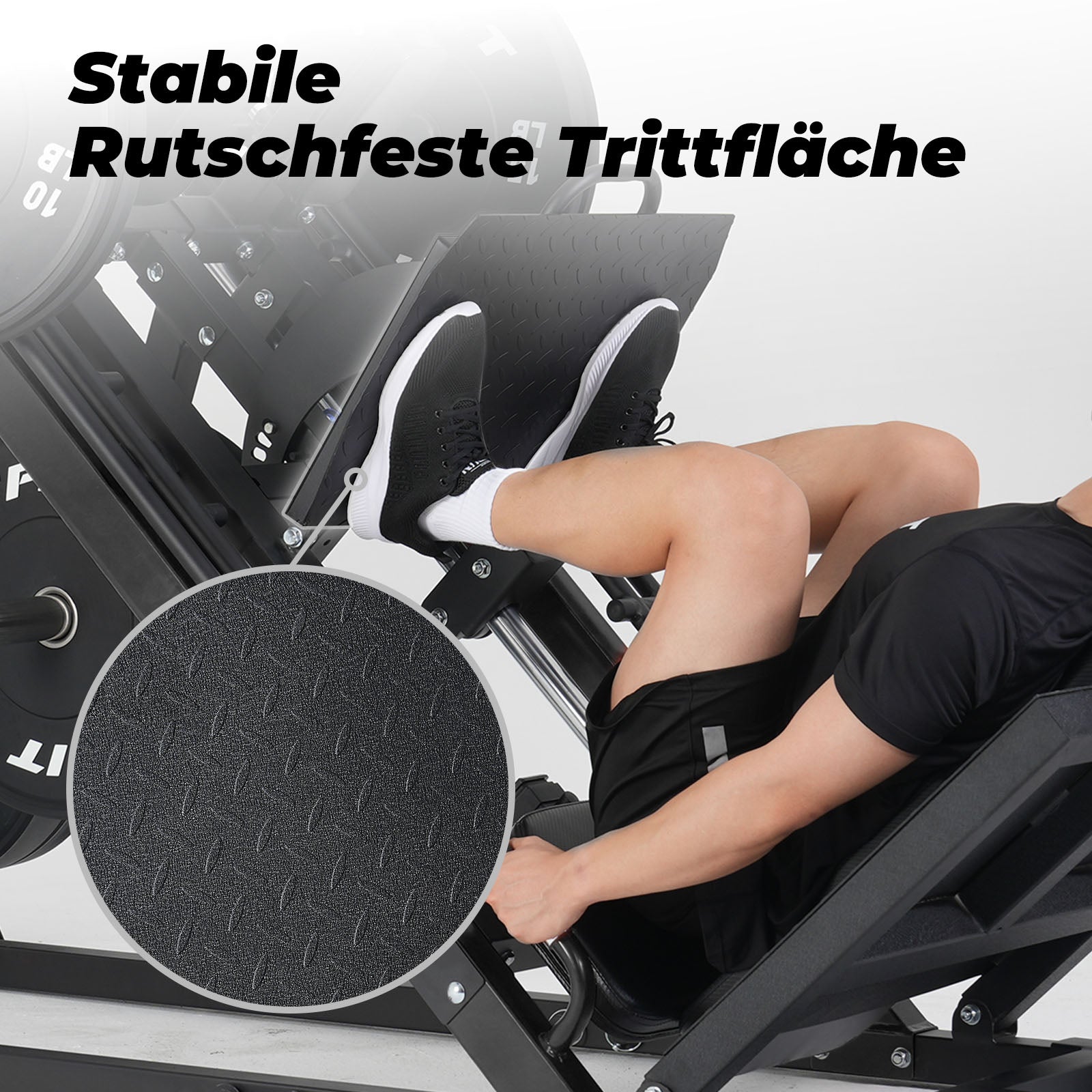 RitFit Gazelle Beinpresse mit rutschfester Trittfläche und schwarzer Metallkonstruktion