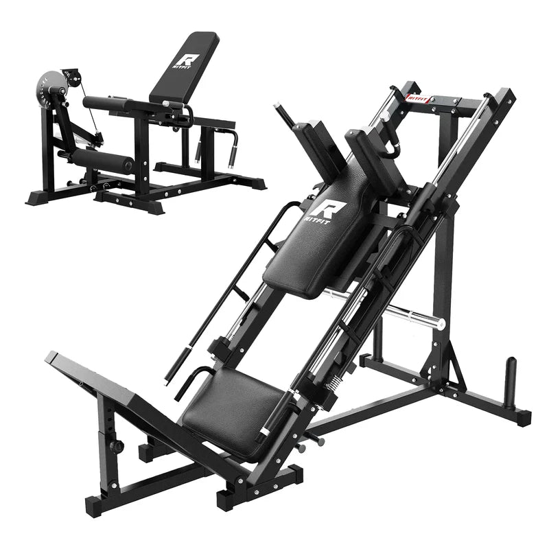 Schwarzes RitFit All-in-One Unterkörper Set mit gepolsterter Beinpresse und Beinbeuger Maschine