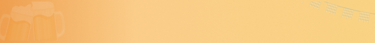 Orange Banner mit Bierkrügen und Wimpelkette als festliche Dekoration