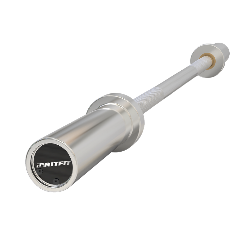 Silberne RitFit 7-Fuß-Olympia-Hantelstange mit 50-mm-Aufnahme und geriffeltem Griff