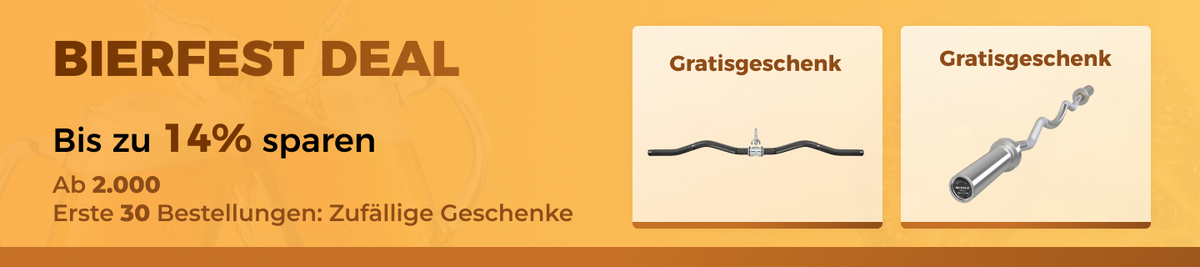 Bierfest Deal Banner mit gratis Kellnermesser und Korkenzieher als Geschenk auf orangem Hintergrund