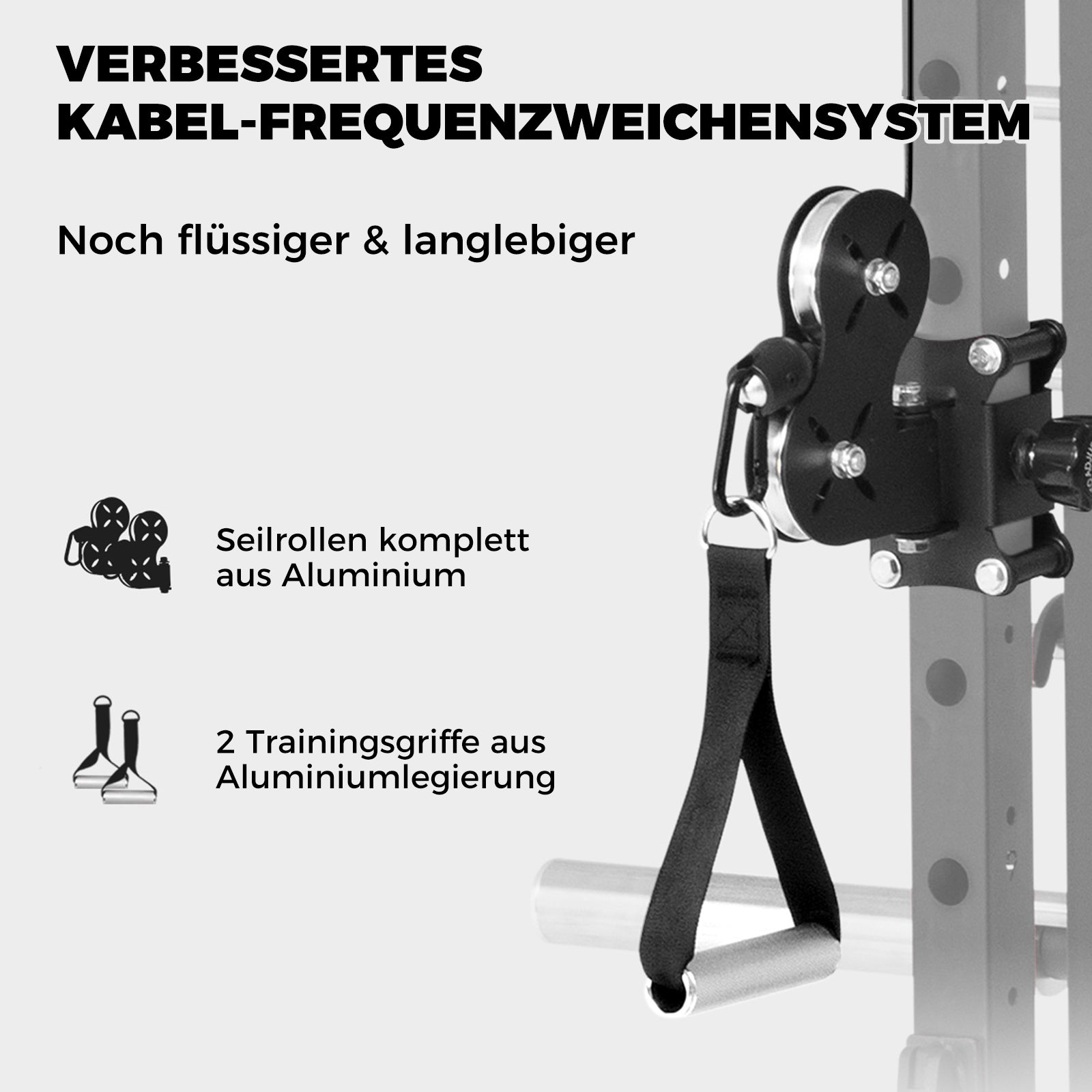 RitFit M1Pro Smith Maschine Kabelzug mit Aluminiumrollen und zwei Trainingsgriffen