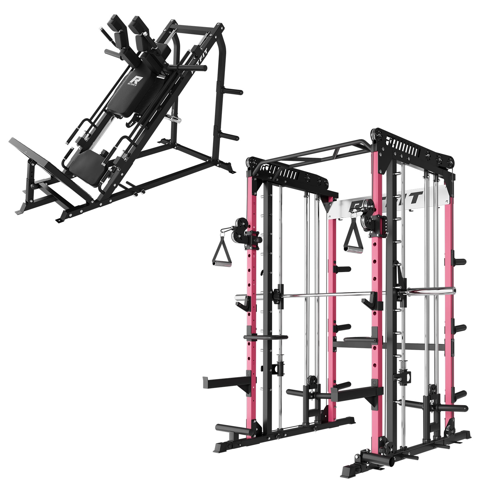 RitFit Smith Maschine und Beinpresse Home Gym Set in Rosa und Schwarz