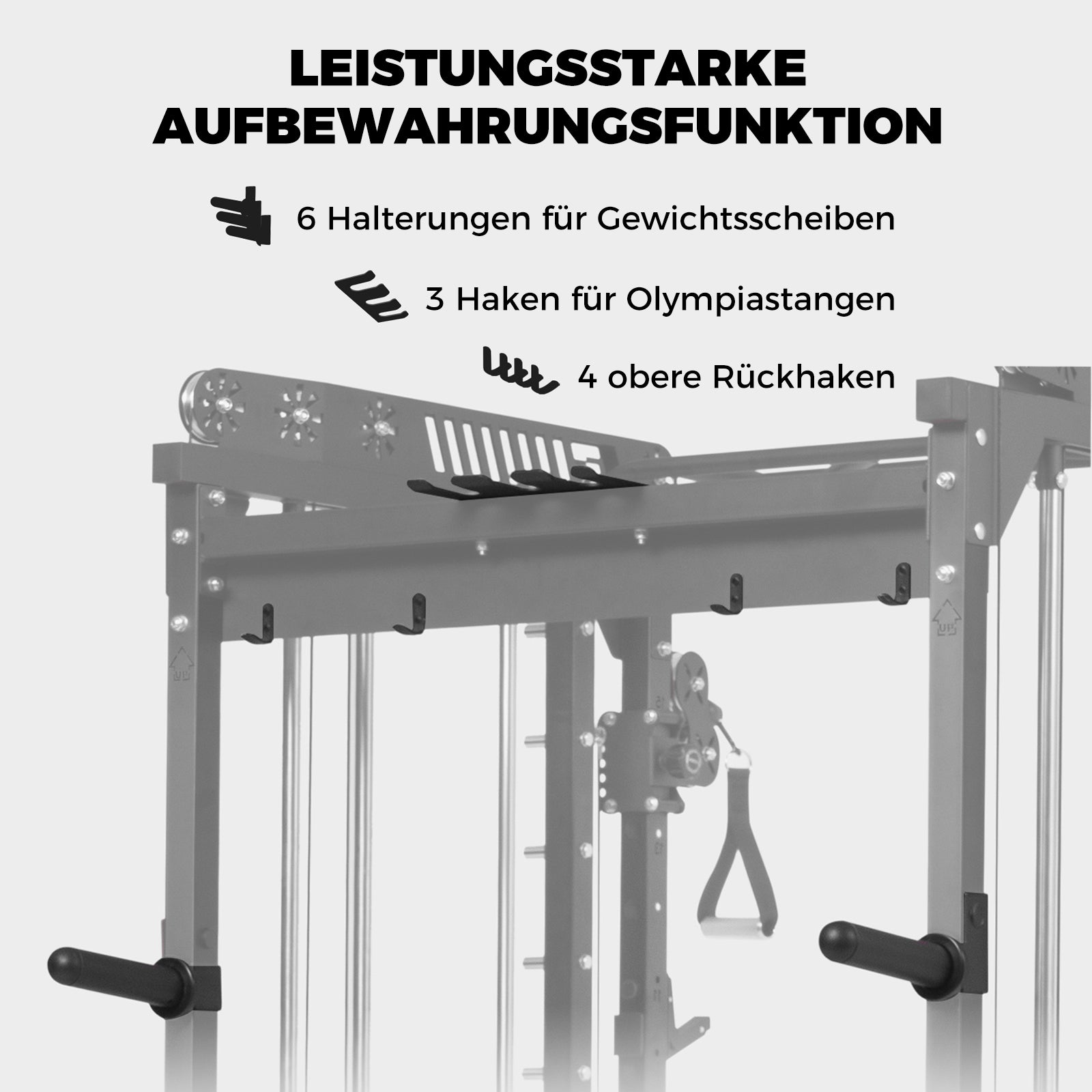 Graue RitFit M1 Pro Smith Maschine mit Aufbewahrungsfunktion für Gewichtsscheiben und Olympiastangen