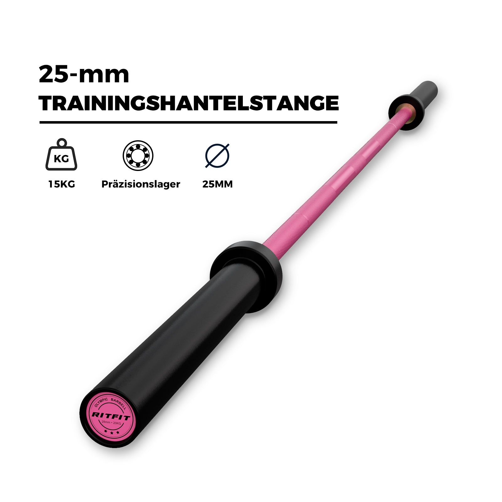 RitFit Trainings-Langhantel – Pink 15 kg