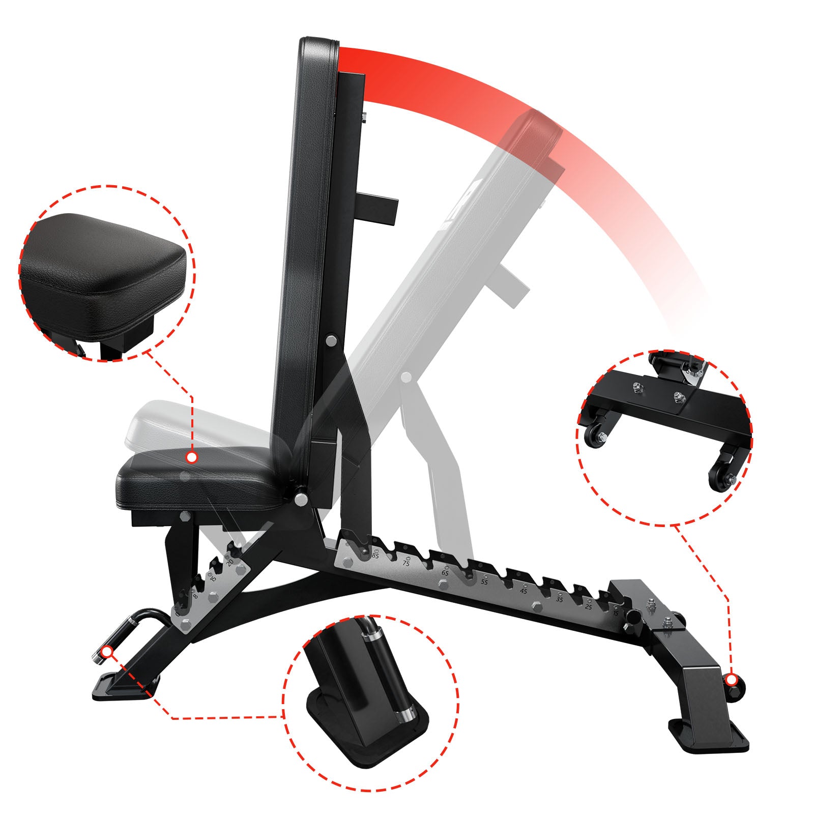 Verstellbare schwarze Hantelbank der RitFit M1 Pro Smith Maschine mit Transportrollen und Polsterung